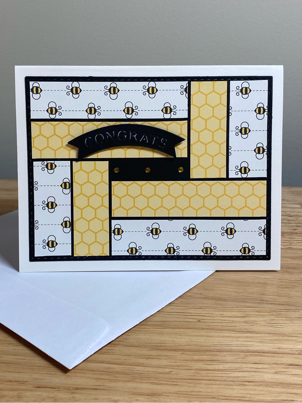Congrats Bee Greeting Card – Handmade A2 Card – All Occasion Congratulations